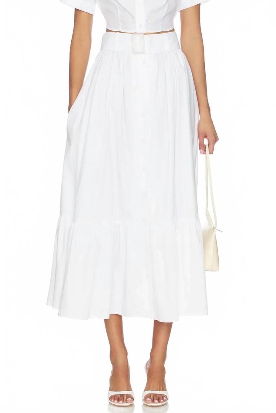NEW MATTHEW BRUCH button down midi skirt in white